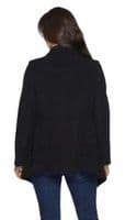 Womens Black Waterfall Drape Wool Coat K9099